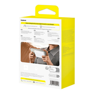 Baseus EnerFill FM11 Ultra-Mini 10000mAh 22.5W MagSafe Compatible Power Bank with Baseus Simple USB-C 20V/3A 30cm Cable - Whi