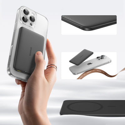 Baseus PicoGo AM41 Ultra-Slim 5000mAh 20W MagSafe Compatible Power Bank with Baseus Simple USB-C 60W 30cm Cable - Black