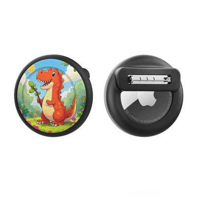 AirTag badge case - black with dinosaur print — Hurtel