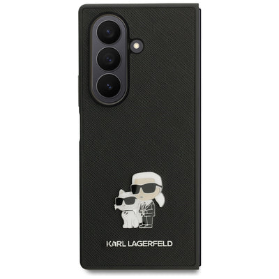 Karl Lagerfeld Saffiano Karl&amp;Choupette Pin Case for Samsung Galaxy Z Fold7 - Black