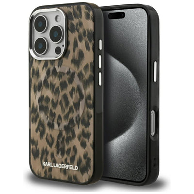 Karl Lagerfeld IML Leopard Pattern MagSafe Case for iPhone 16 Pro Max - Brown