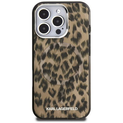 Karl Lagerfeld IML Leopard Pattern MagSafe Case for iPhone 16 Pro Max - Brown