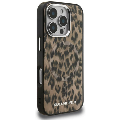 Karl Lagerfeld IML Leopard Pattern MagSafe Case for iPhone 16 Pro Max - Brown