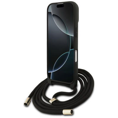 Guess 4G Big Logo Cord Stap Crossbody Case for iPhone 17 - Black