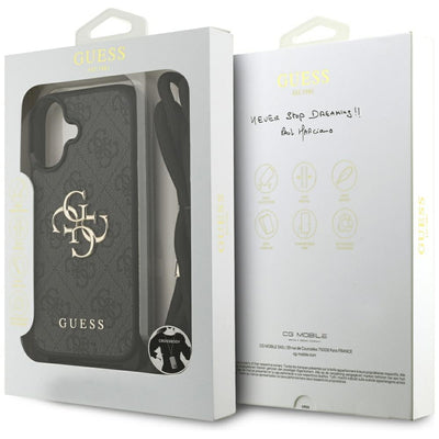 Guess 4G Big Logo Cord Stap Crossbody Case for iPhone 17 - Black