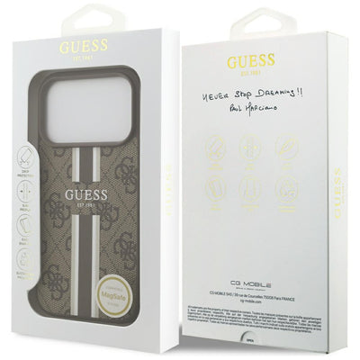 Guess 4G Printed Stripes MagSafe case for iPhone 17 Pro - brown