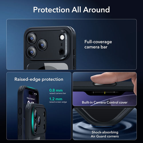 ESR Classic Hybrid MagSafe + Tempered Glass Set for iPhone 17 Pro Max - Clear Black
