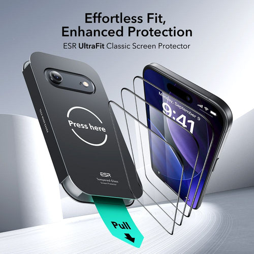 ESR UltraFit Tempered Glass 2-pack for iPhone 17 Air - transparent