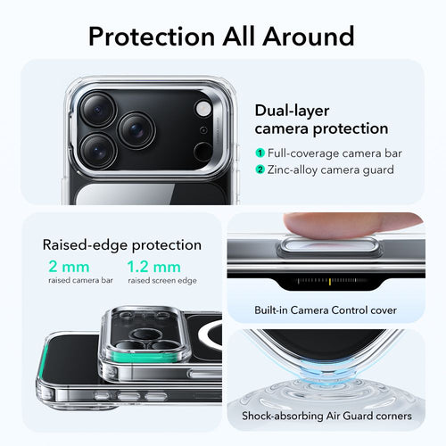 ESR Classic Hybrid Kickstand MagSafe Case for iPhone 17 Pro Max - Clear