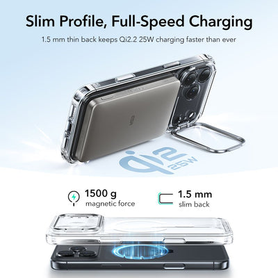 ESR Classic Hybrid Kickstand MagSafe Case for iPhone 17 Pro Max - Clear