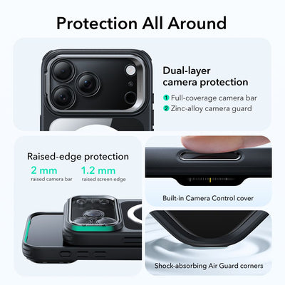 ESR Classic Hybrid Kickstand MagSafe Case for iPhone 17 Pro Max - Clear Black