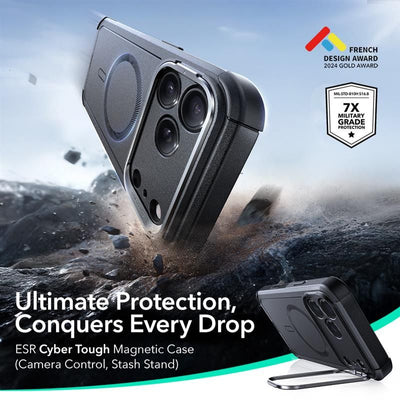 ESR Cyber ​​Kickstand MagSafe Case for iPhone 17 Pro - Black