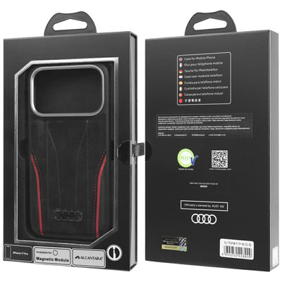 Audi R8 Genuine Leather MagSafe Case for iPhone 17 Pro - Black and Red