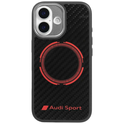Audi RSQ Carbon Fiber Sport Red Circle MagSafe Case for iPhone 17 - Black