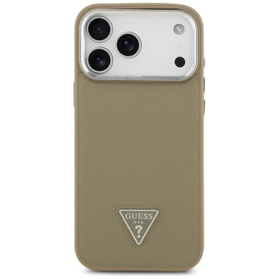 Guess Grained Triangle Logo MagSafe case for iPhone 17 Pro Max - brown