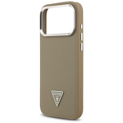 Guess Grained Triangle Logo MagSafe case for iPhone 17 Pro Max - brown