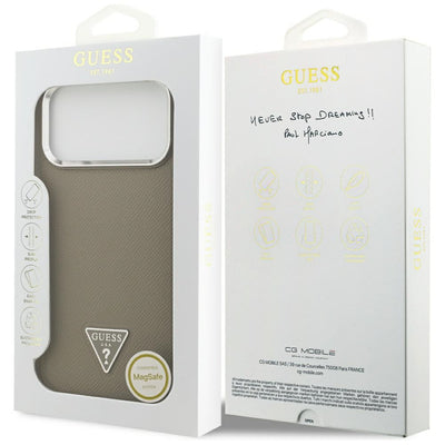 Guess Grained Triangle Logo MagSafe case for iPhone 17 Pro Max - brown