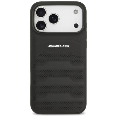 AMG Leather Debossed Lines Logo Case for iPhone 17 Pro Max - Black — Mercedes