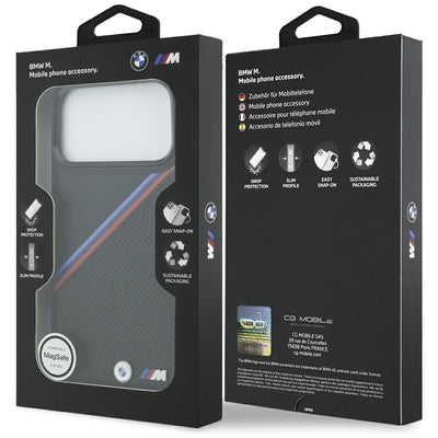 BMW M Tricolor Metal Logo MagSafe Case for iPhone 17 Pro Max - Black