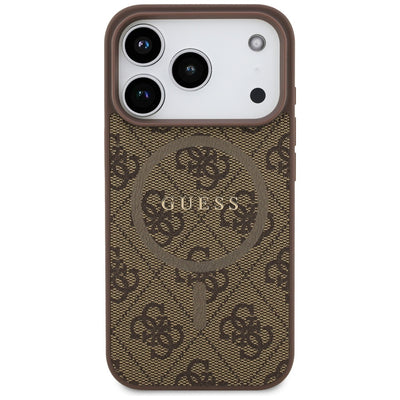 Guess 4G Ring Classic Logo MagSafe Case for iPhone 17 Pro - Brown