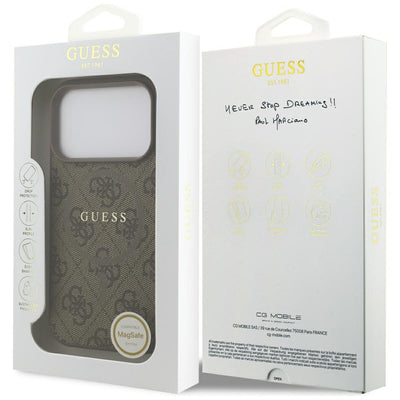 Guess 4G Ring Classic Logo MagSafe Case for iPhone 17 Pro - Brown