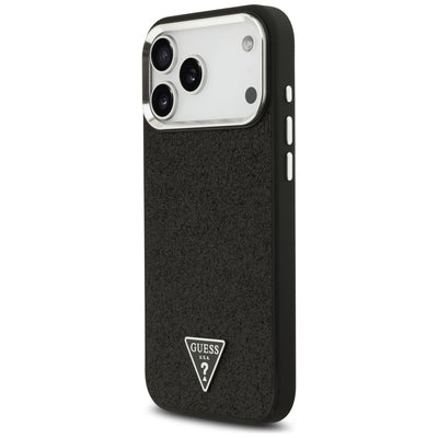 Guess Glitter Triangle Logo MagSafe Case for iPhone 17 Pro Max - Black