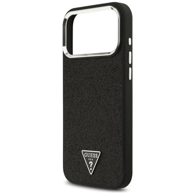 Guess Glitter Triangle Logo MagSafe Case for iPhone 17 Pro Max - Black