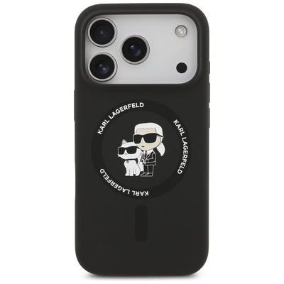 Karl Lagerfeld Silicone Karl&amp;Choupette Ring MagSafe Case for iPhone 17 Pro - Black