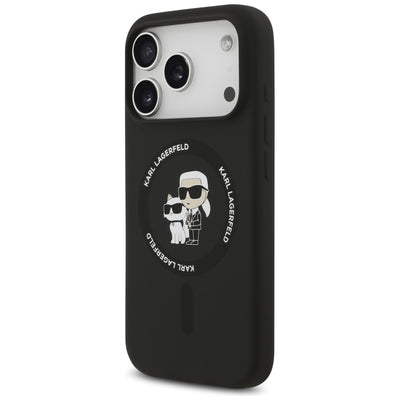 Karl Lagerfeld Silicone Karl&amp;Choupette Ring MagSafe Case for iPhone 17 Pro Max - Black