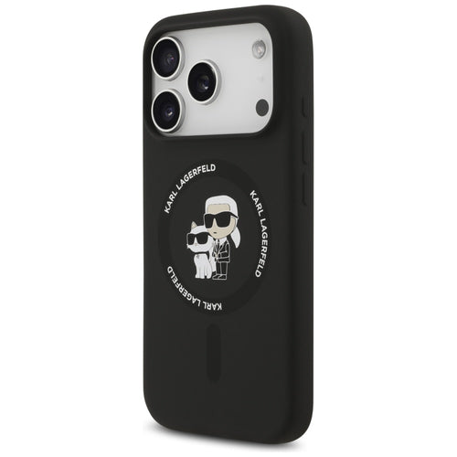 Karl Lagerfeld Silicone Karl&amp;Choupette Ring MagSafe Case for iPhone 17 Pro Max - Black