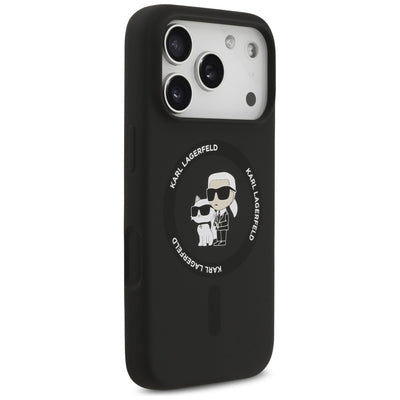Karl Lagerfeld Silicone Karl&amp;Choupette Ring MagSafe Case for iPhone 17 Pro Max - Black