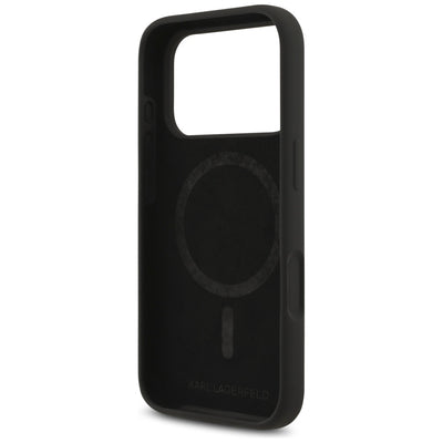 Karl Lagerfeld Silicone Karl&amp;Choupette Ring MagSafe Case for iPhone 17 Pro Max - Black