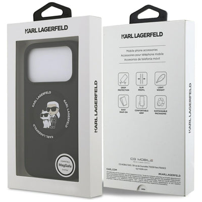 Karl Lagerfeld Silicone Karl&amp;Choupette Ring MagSafe Case for iPhone 17 Pro Max - Black