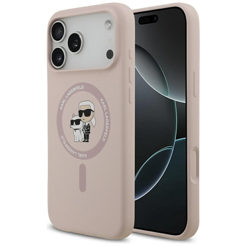 Karl Lagerfeld Silicone Karl&amp;Choupette Ring MagSafe Case for iPhone 17 Pro Max - Pink