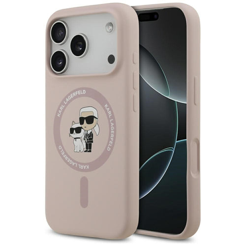 Karl Lagerfeld Silicone Karl&amp;Choupette Ring MagSafe Case for iPhone 17 Pro - Pink