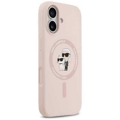Karl Lagerfeld Silicone Karl&amp;Choupette Ring MagSafe Case for iPhone 17 - Pink