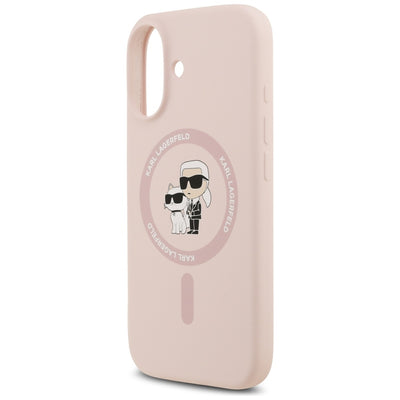Karl Lagerfeld Silicone Karl&amp;Choupette Ring MagSafe Case for iPhone 17 - Pink