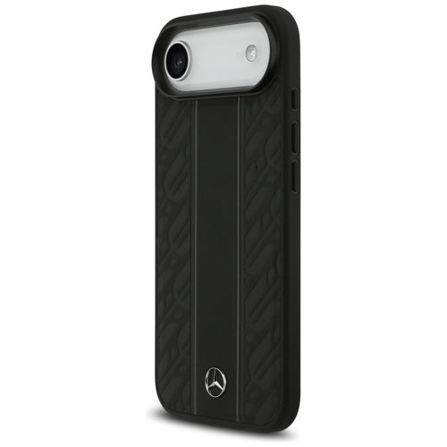 Mercedes Leather Laurel Leaves Stripes MagSafe Case for iPhone 17 Air - Black