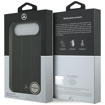 Mercedes Leather Laurel Leaves Stripes MagSafe Case for iPhone 17 Air - Black