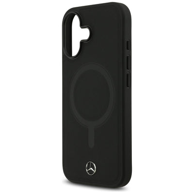 Mercedes Plain Smooth Leather MagSafe case for iPhone 17 - black