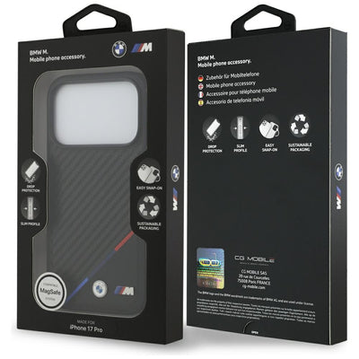 BMW M Carbon Tricolor Line MagSafe Case for iPhone 17 Pro - Black