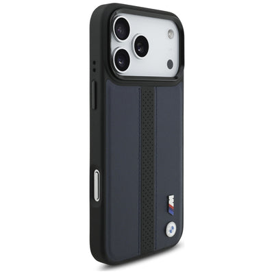 BMW M Perforated Stripe Logo MagSafe Case for iPhone 17 Pro Max - Navy Blue