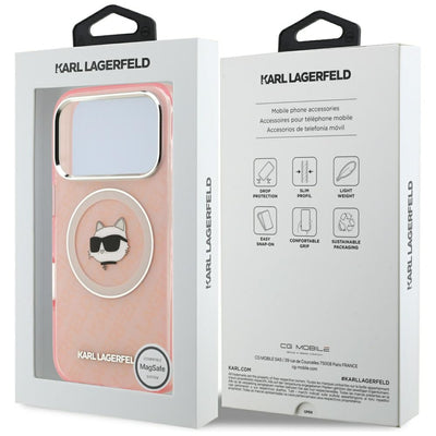 Karl Lagerfeld IML Choupette Head Logo MagSafe Case for iPhone 17 Pro Max - Pink