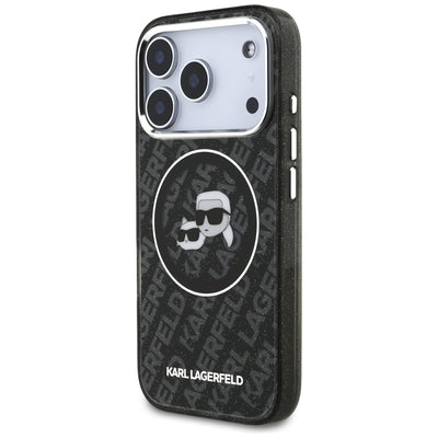 Karl Lagerfeld IML Glitter Karl&amp;Choupette Heads Logo MagSafe Case for iPhone 17 Pro - Black