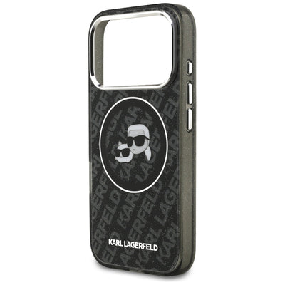 Karl Lagerfeld IML Glitter Karl&amp;Choupette Heads Logo MagSafe Case for iPhone 17 Pro - Black