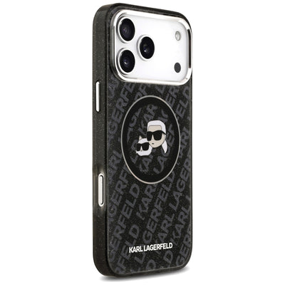 Karl Lagerfeld IML Glitter Karl&amp;Choupette Heads Logo MagSafe Case for iPhone 17 Pro Max - Black