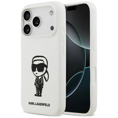 Karl Lagerfeld Silicone Karl Sketch &amp; Logo MagSafe Case for iPhone 17 Pro - White