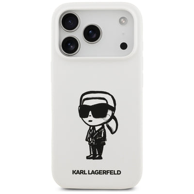 Karl Lagerfeld Silicone Karl Sketch &amp; Logo MagSafe Case for iPhone 17 Pro - White