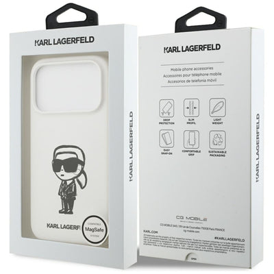 Karl Lagerfeld Silicone Karl Sketch &amp; Logo MagSafe Case for iPhone 17 Pro - White