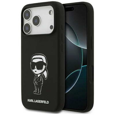 Karl Lagerfeld Silicone Karl Sketch &amp; Logo MagSafe Case for iPhone 17 Pro - Black
